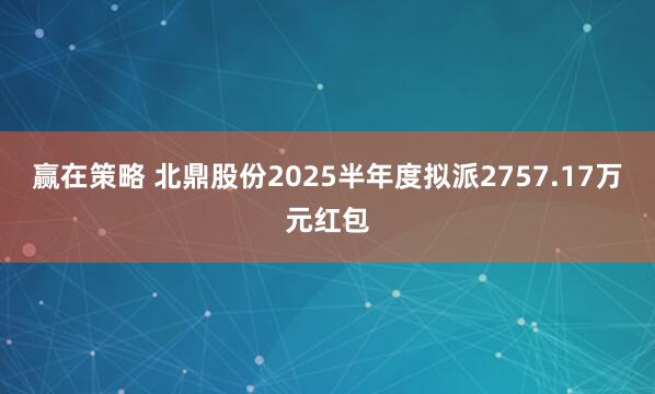 赢在策略 北鼎股份2025半年度拟派2757.17万元红包